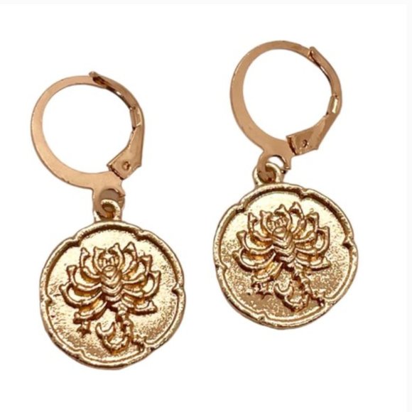 ⭐️❤️ FREE Horoscope Sign Boho Print Peasant Zodiac Modern Minimal Hoop Earrings - Picture 10 of 13